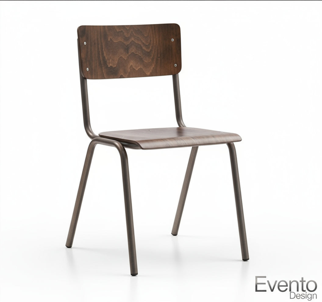 Sedia SCUOLA Fusto Canna Fucile Noce Invecchiato - Stile Classico