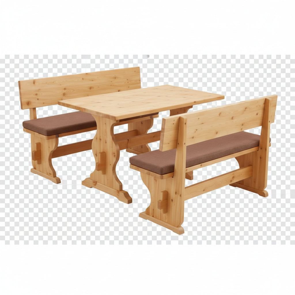 Set da 130 cm Panca in legno da pub in pino grezzo con seduta imbottita