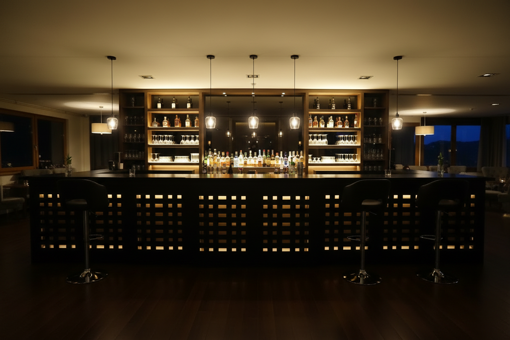 Bancone per lounge bar, sushi  restaurant, in legno massello roma, milano, torino, cagliari