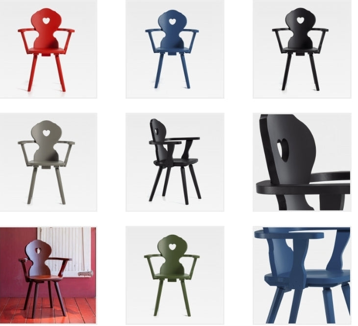 Sedia stile tirolese con braccioli in legno di abete
Monaco Poltrona Legno vari colori