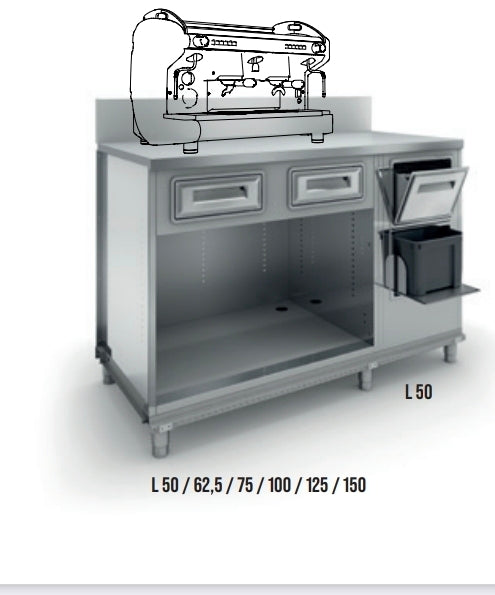 Banco Macchina Caffè Tramoggia con Battifiltro e Riserva