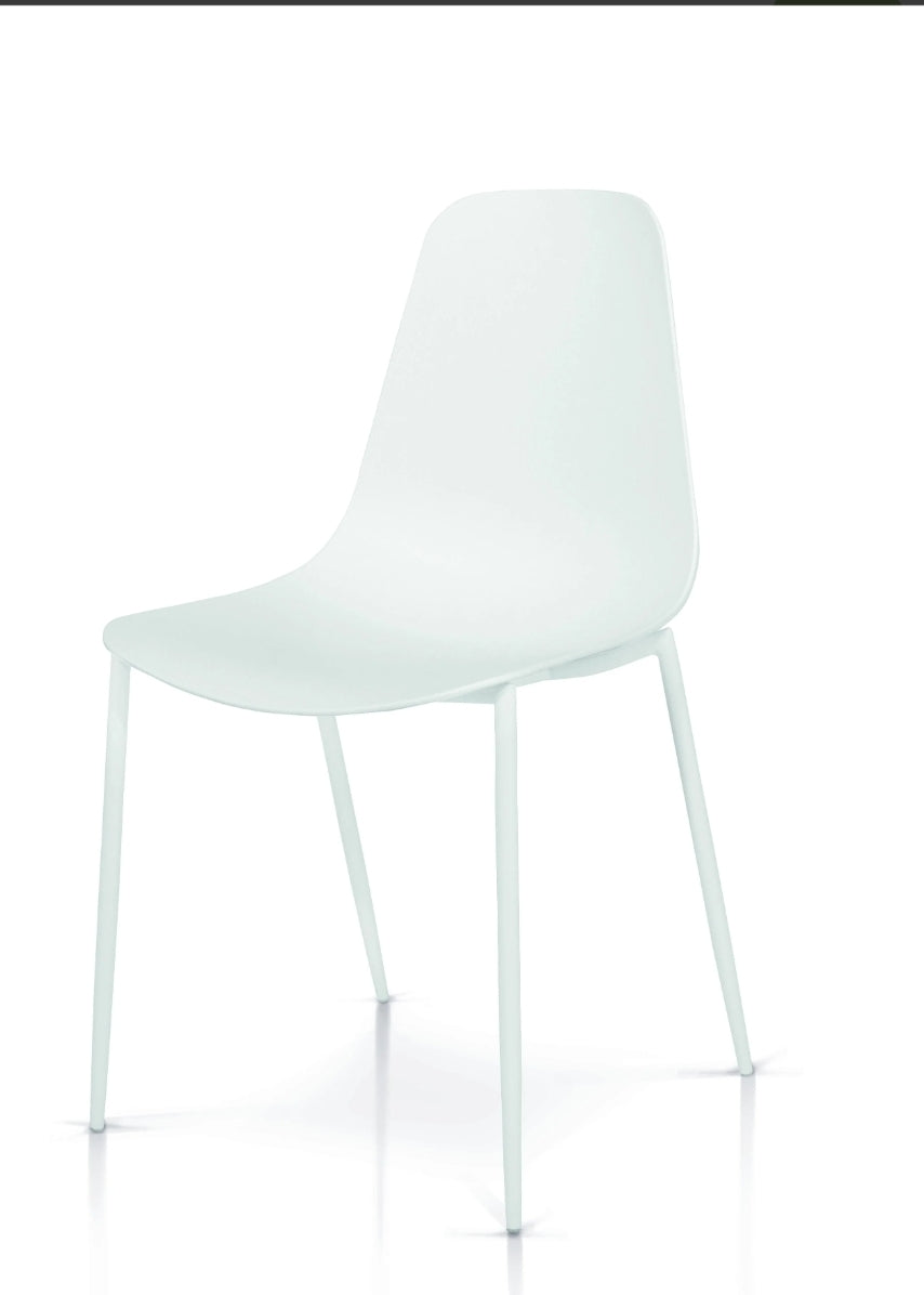 Set di sedie verona bianche in polipropilene e gambe in metallo