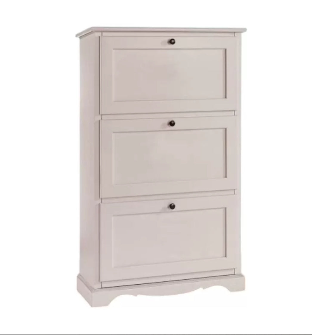 Scarpiera 3 ante ribalta arte povera legno bianco 79X30X130