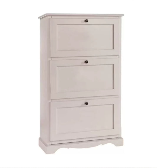 Scarpiera 3 ante ribalta arte povera legno bianco 79X30X130