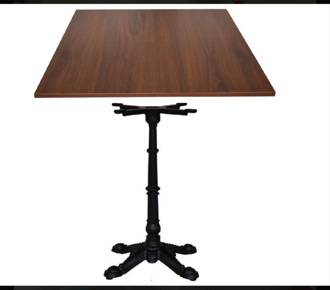Tavolo Ferrara Base Ghisa Bistrot Piano Noce 60x60 - Arredo Bar Ristorante Contract