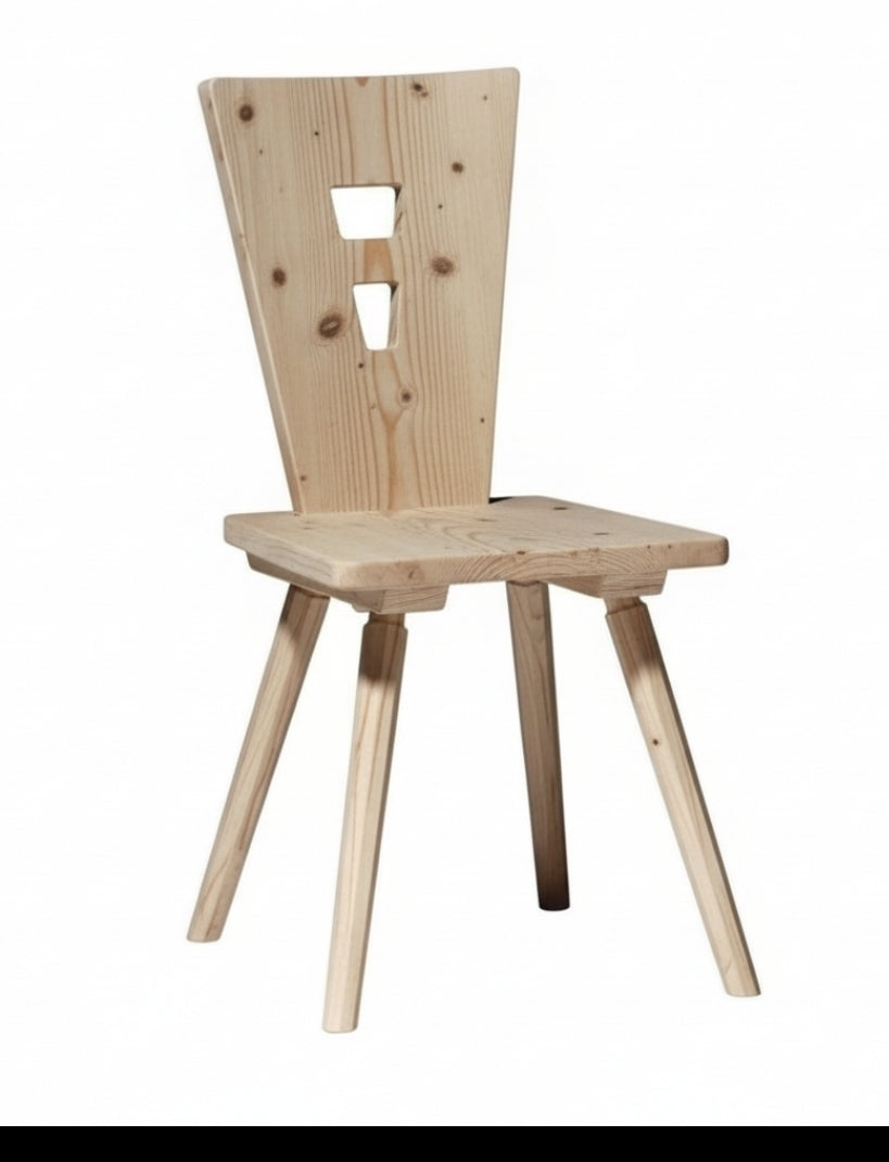 Sedia Tirolese in Legno abete Massello  finitura grezzo per Contract Hospitality
