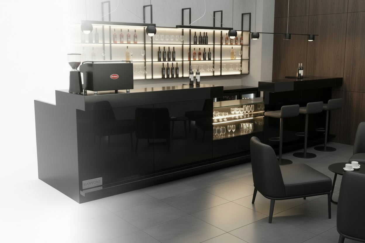 Bancone legno bar professionale per caffetteria, pasticceria