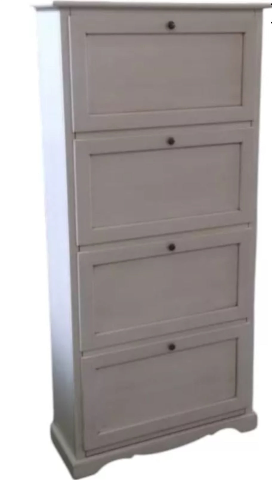 Scarpiera 4 ante ribalta shabby legno bianco anticato gorizia