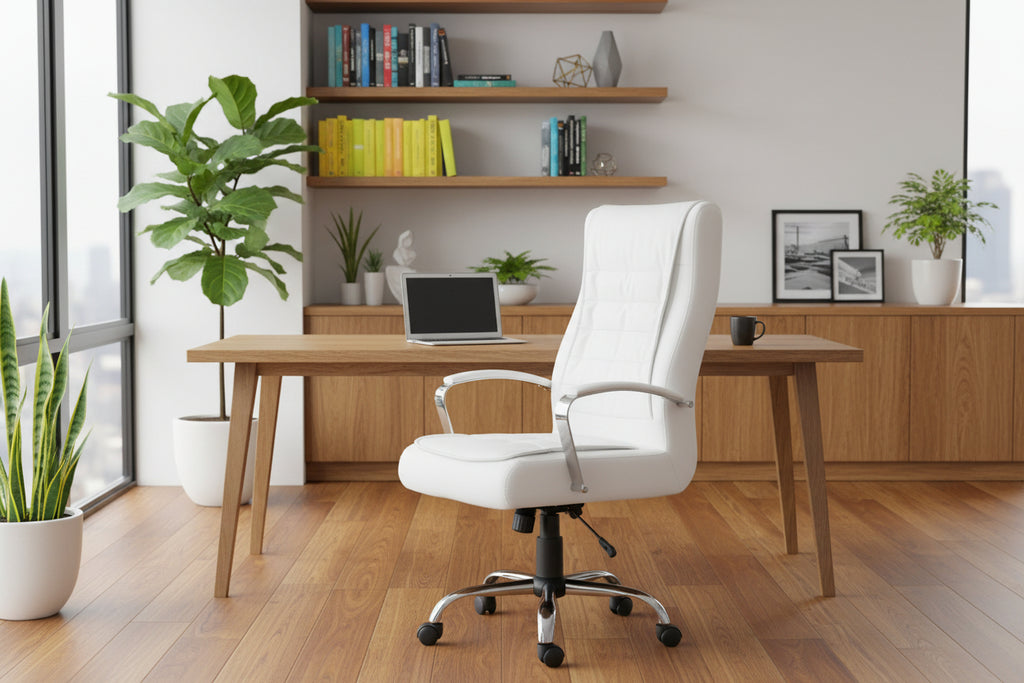 Poltrona Ufficio Direzionale Ecopelle Bianco