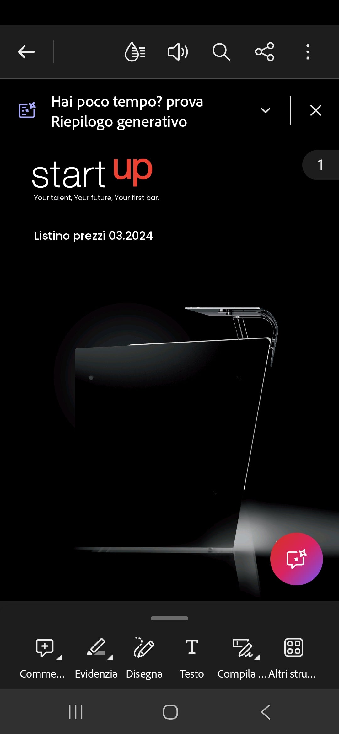 Bancone bar startup da metri 2.50 prima fascia