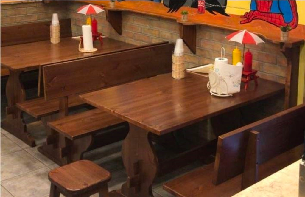 Panca con schienale per pizzeria e tavolo fratino