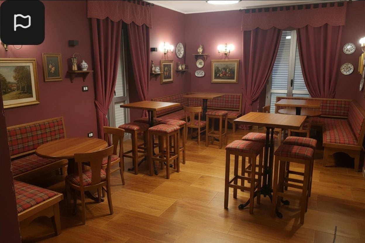 Angolo panca 153x153 per arredo pub, paninoteca