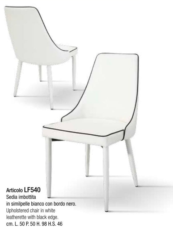 Sedia Contract Similpelle Bianco Bordo Nero