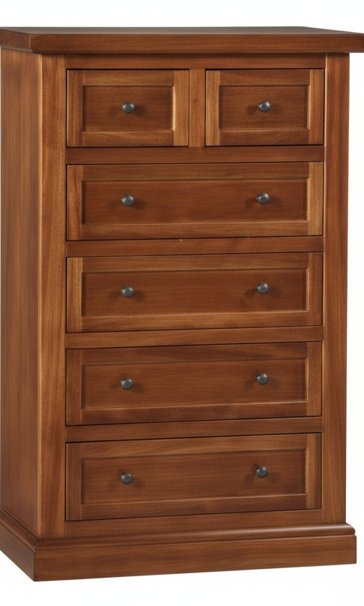 Cassettiera 6 Cassetti in Legno Massello Tinta Noce