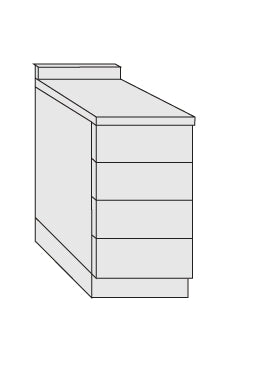 Base 4 cassetti L.45 P.60 H.86cm c/ guide rallentate Blumotion