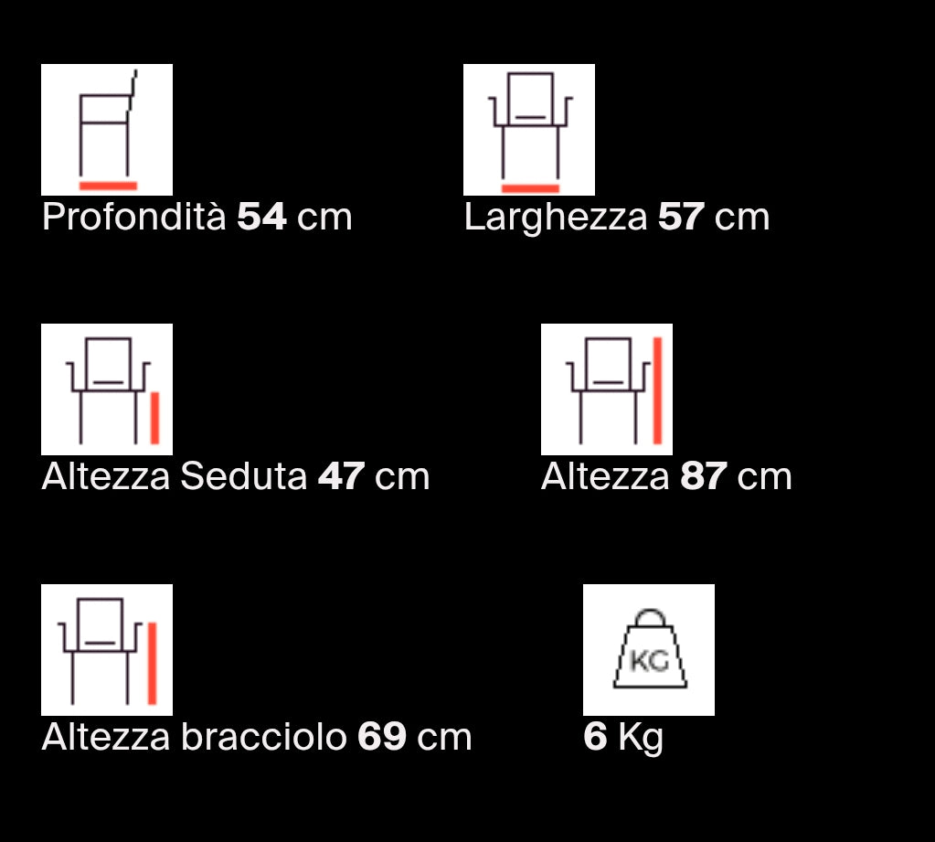 Sedia Scab, modello Igloo.
Sedia con braccioli grigio fume' trasparente