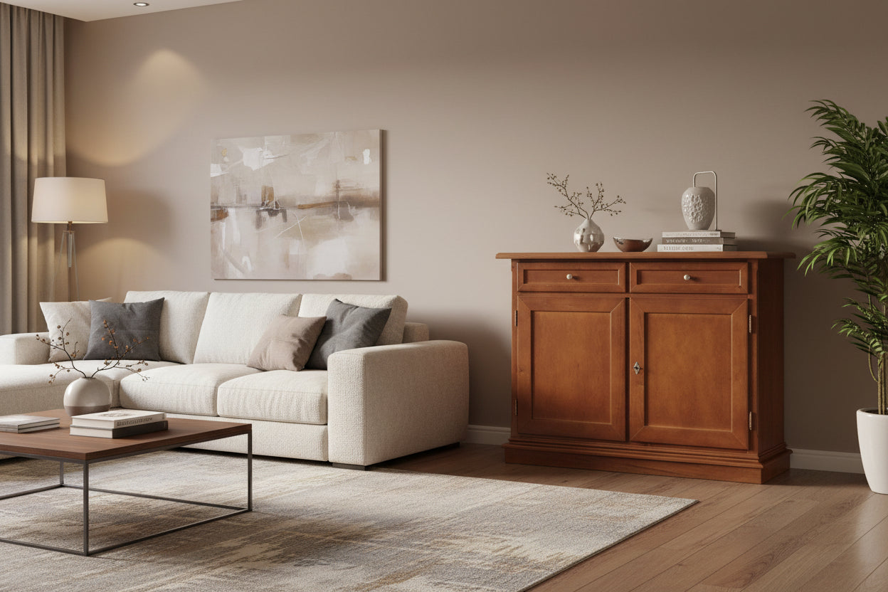 Credenza Madia Buffet in Legno Arte Povera 2 Ante Tinta Noce