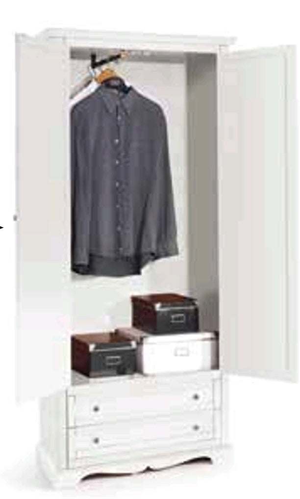 Armadio 2 Ante e 2 Cassetti Bianco Opaco