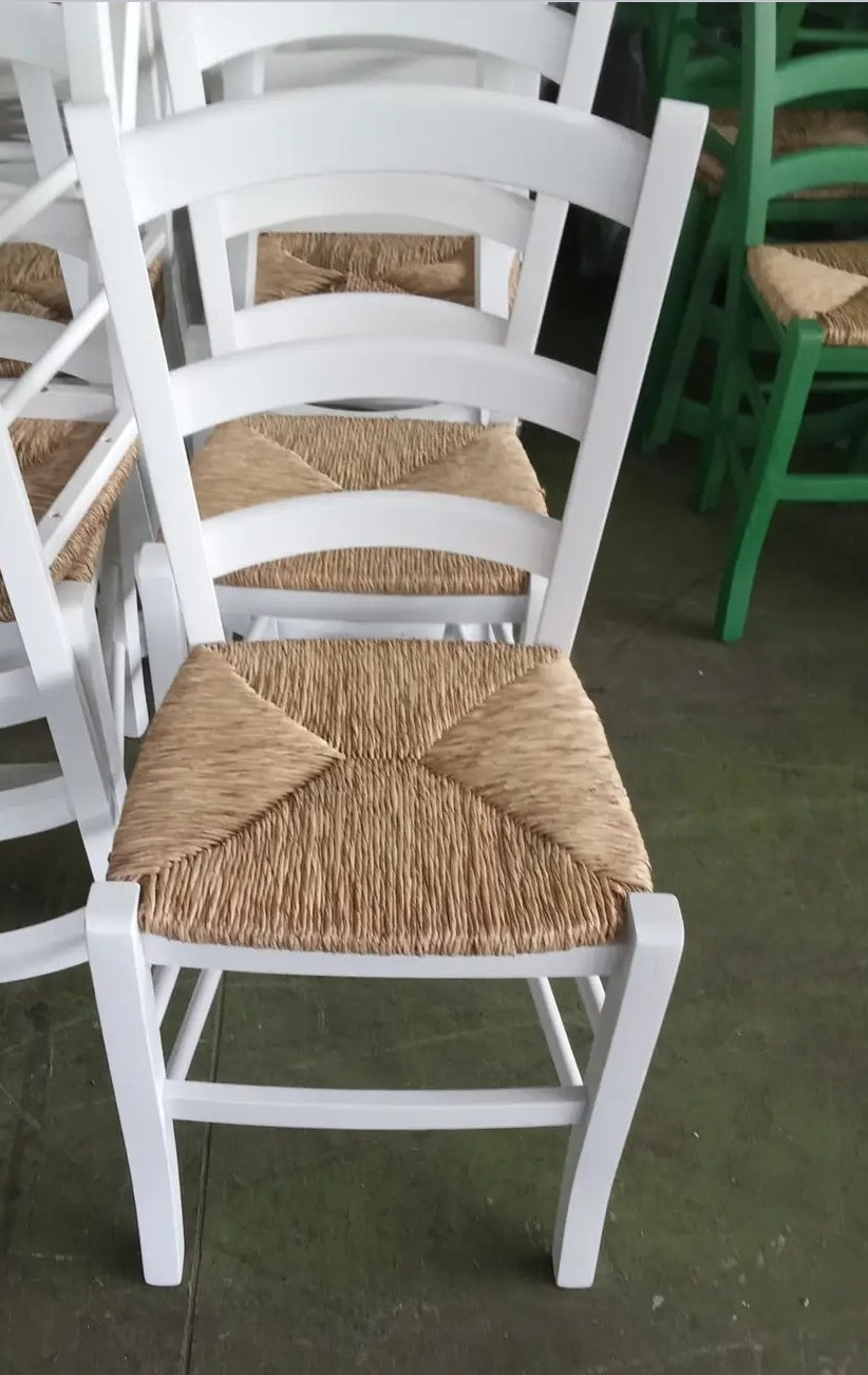Sedia In Faggio Bianca con Seduta in Paglia