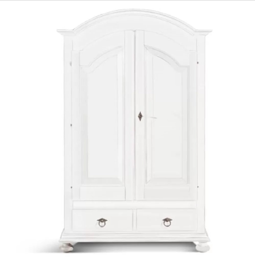 ARMADIO CAPPELLO TONDO BIANCO OPACO SHABBY 125x60x200 (1245)