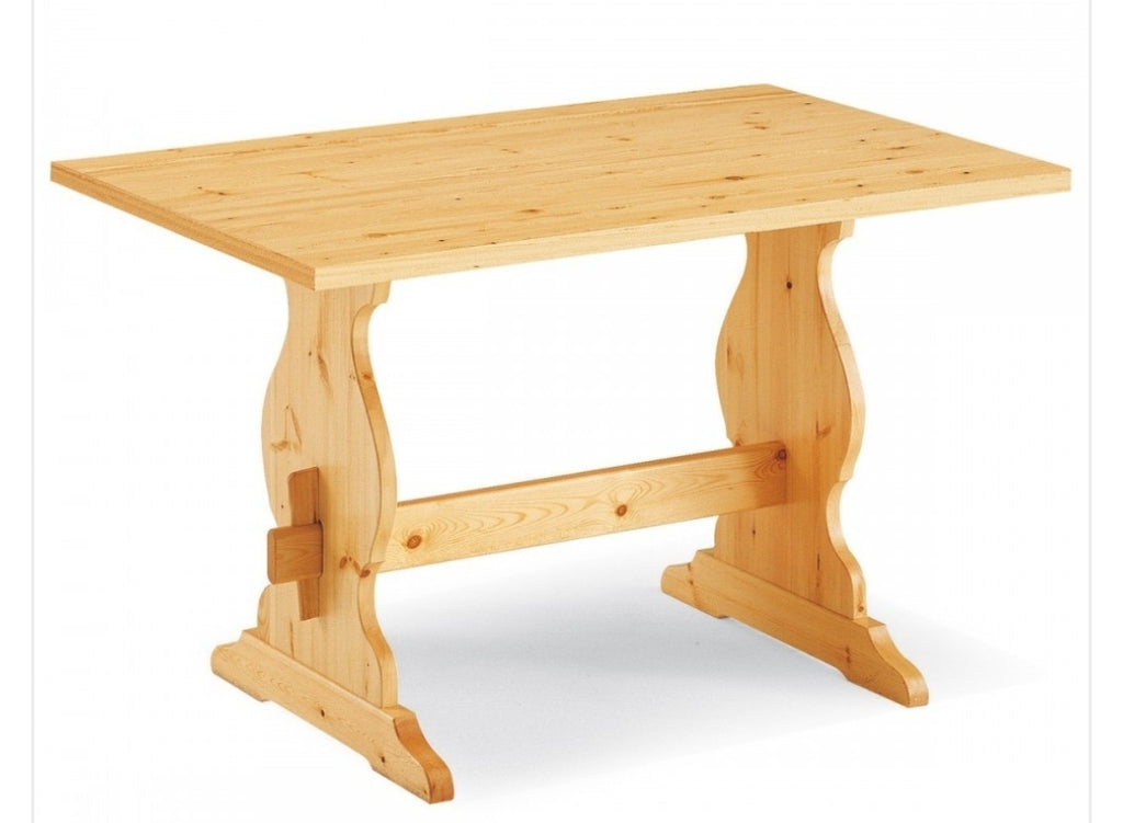 Set Tavolo con 2 Allunghe e 4 Sedie in Pino Tinta Naturale