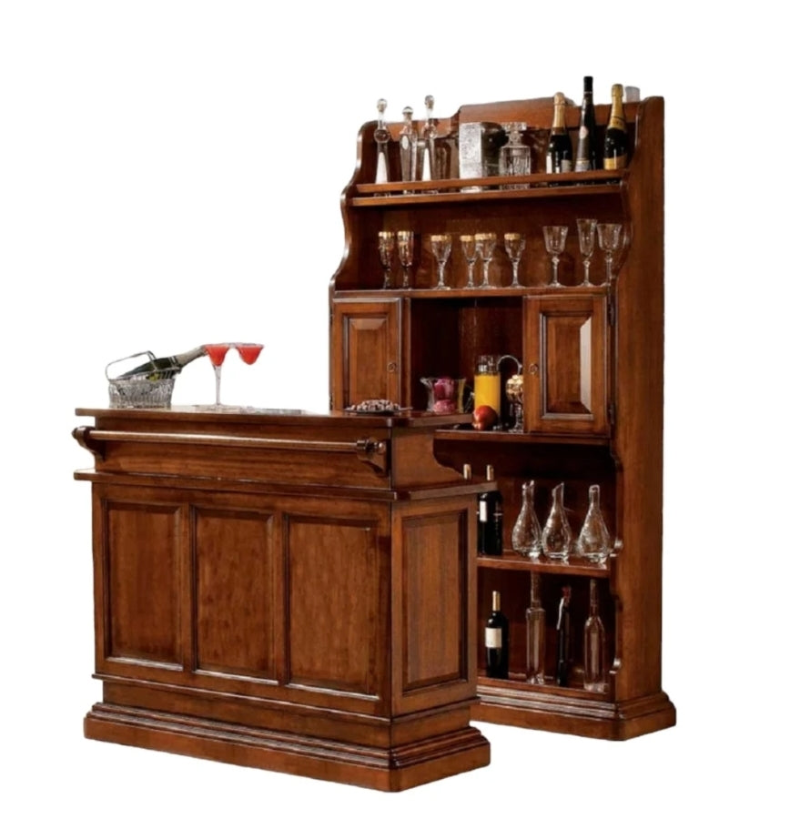 Mobile Bar Classico Arte Povera in Legno di Pioppo Tinta Noce