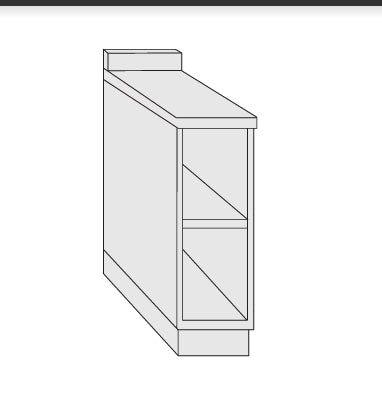 Base a giorno L.10 P.60 H.86cm tinta naturale  per cucina componibile