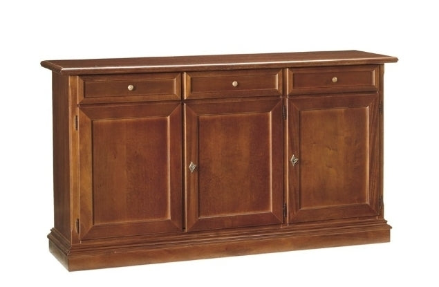 Credenza 3 Porte 3 Cassetti Arte Povera Legno Massello Noce