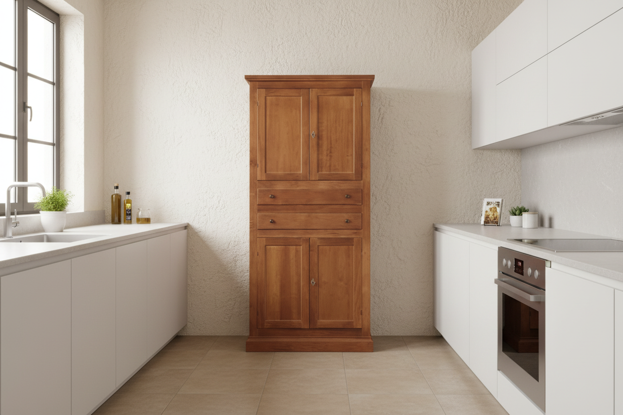 Dispensa/Armadio da cucina 4 porte 2 cassetti tinta noce W394/N