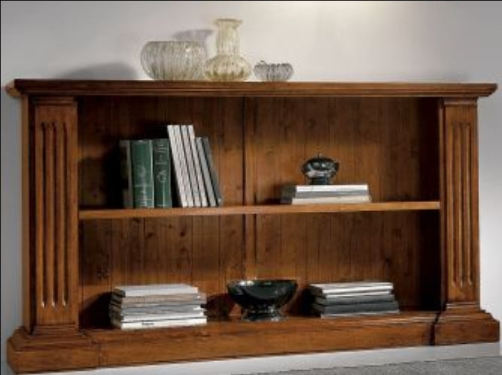 Libreria Classica a Giorno Legno Massiccio con Capitelli