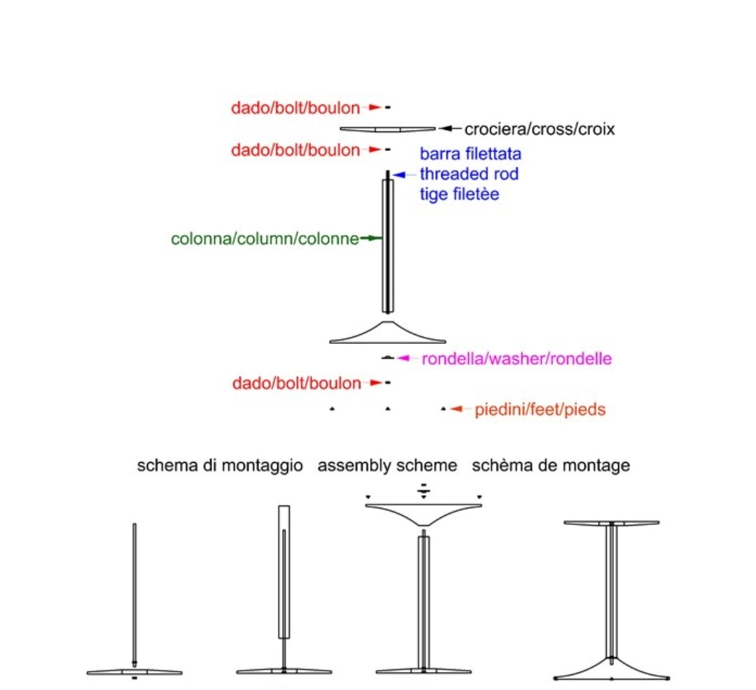Base in alluminio H72 4 kg per tavolo lounge bar