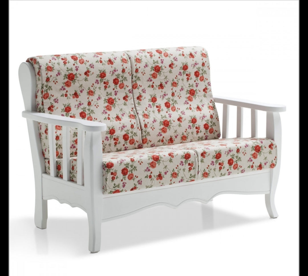 Divano in Legno 2 Posti Pino Massello tinta noce