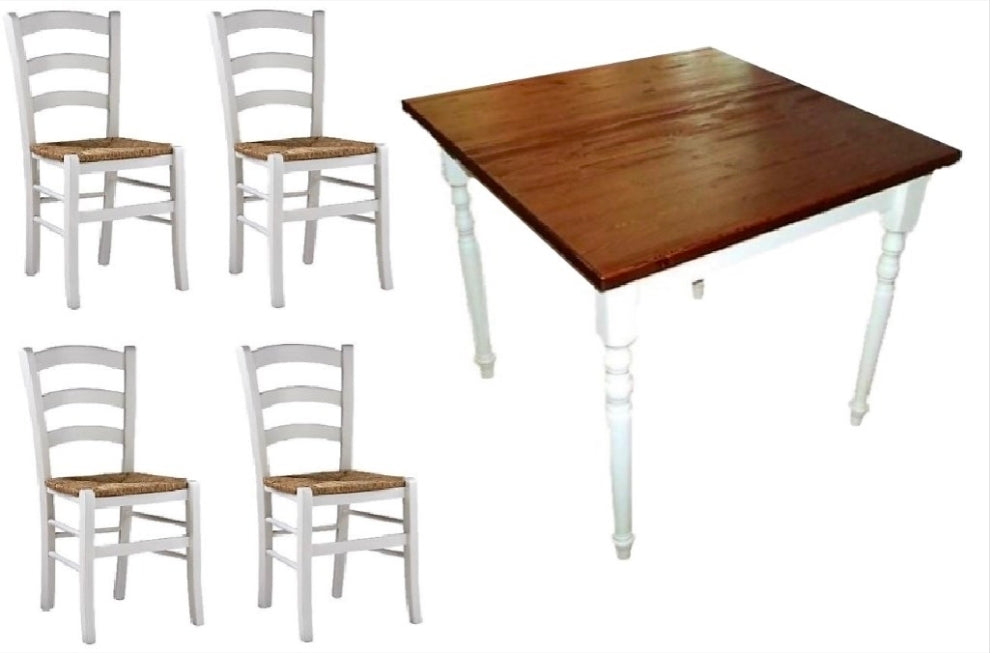 Set Roma Tavoli + 4 Sedie In Stile Shabby Chic Per Arredo Bar Ristorante