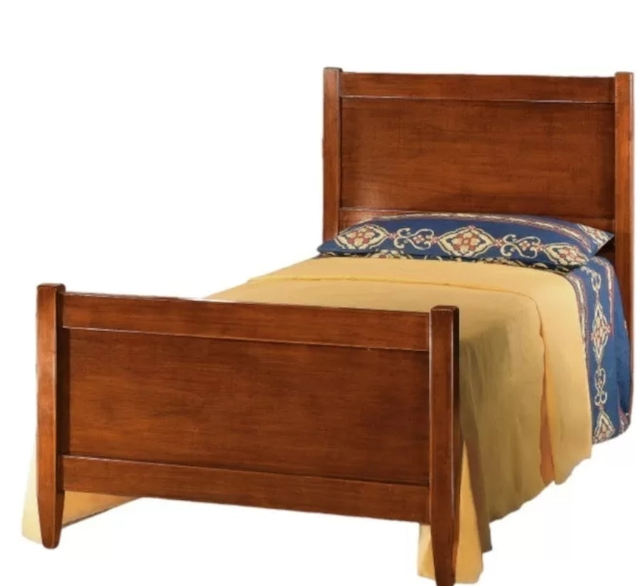 Letto 1 Piazza e Mezza Legno Arte Povera Tinta Noce 131x210x108