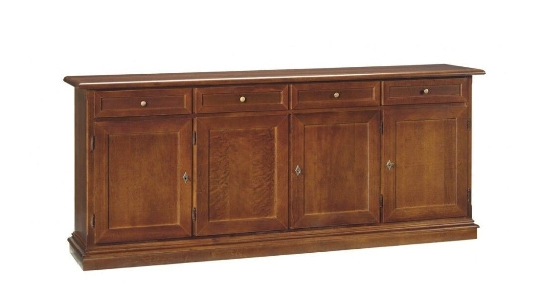 Credenza Arte Povera in Legno Massello di Pioppo - Finitura Noce Shabby Chic