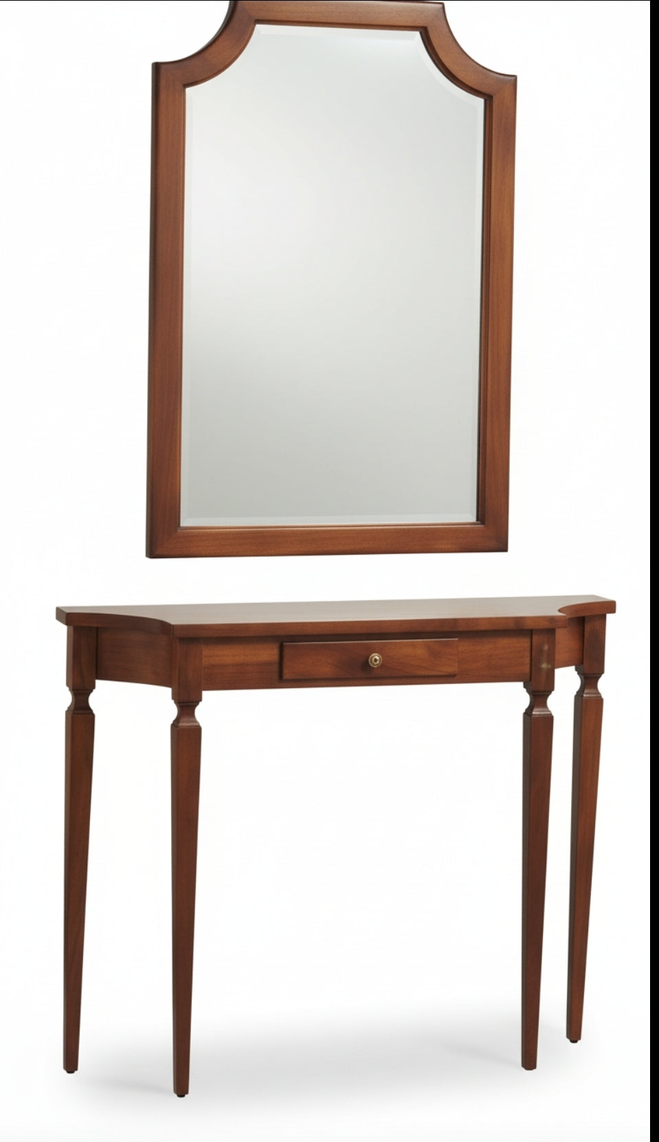 Consolle 1 Cassetto con Specchiera Classica Tinta Noce