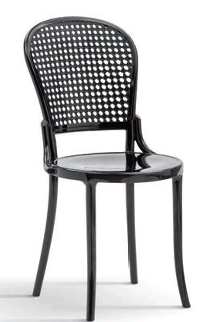 Sedia Polipropilene Trasparente con schienale tipo paglia di vienna L.46 H.88 P.55 HS.47