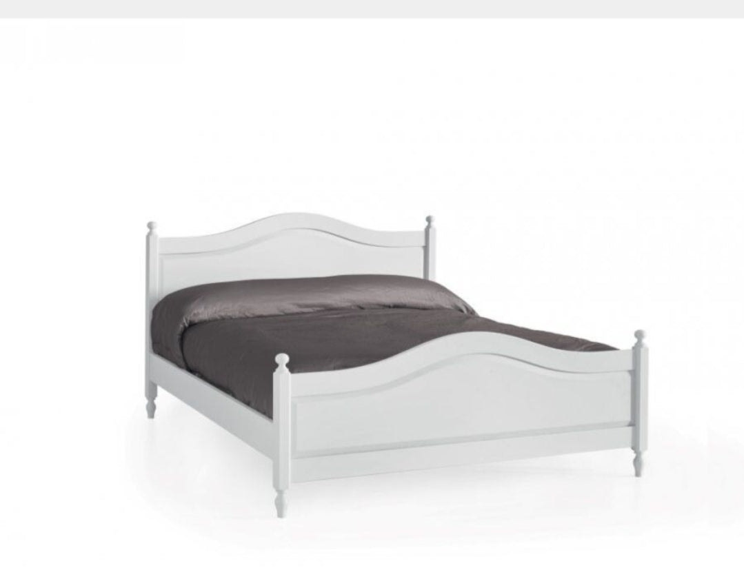 Letto stile provenzale matrimoniale Total White, laccato bianco
