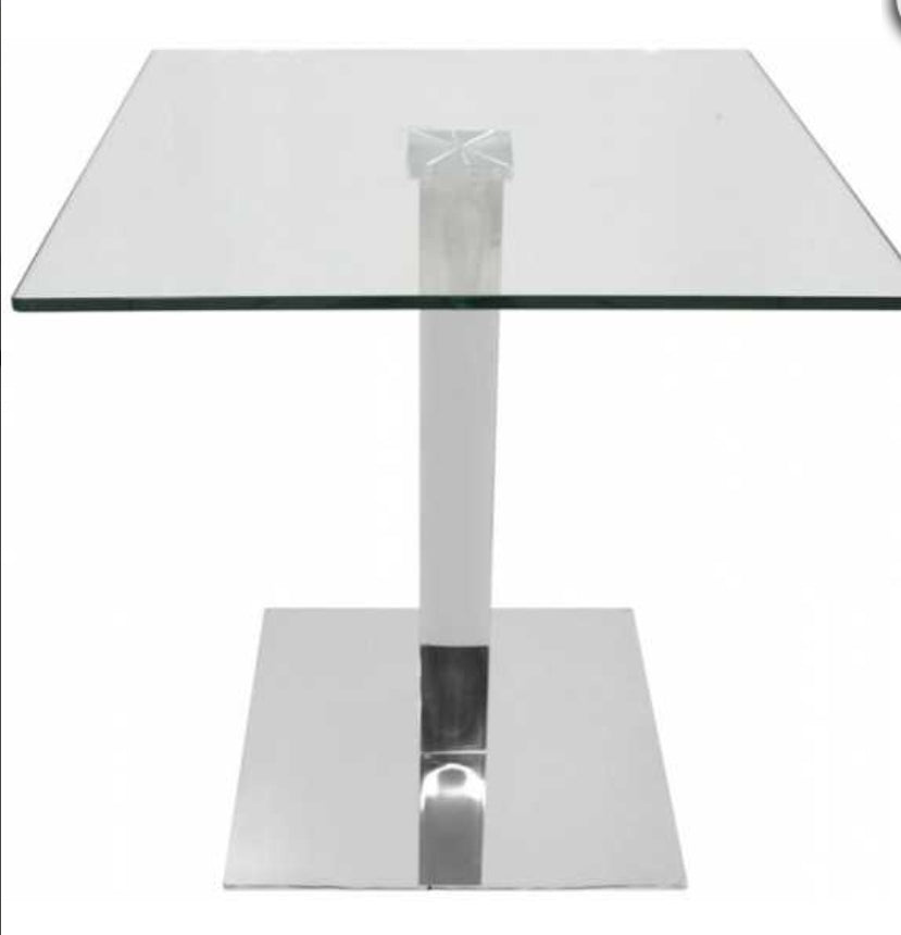 Tavolo in acciaio inox ottonato con piano in vetro temperato L 700 mm x P 700 mm