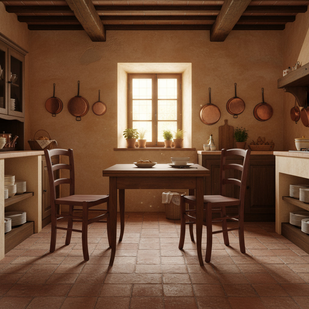 Tavolo quadrato allungabile + Sedie Venezia seduta massello Noce