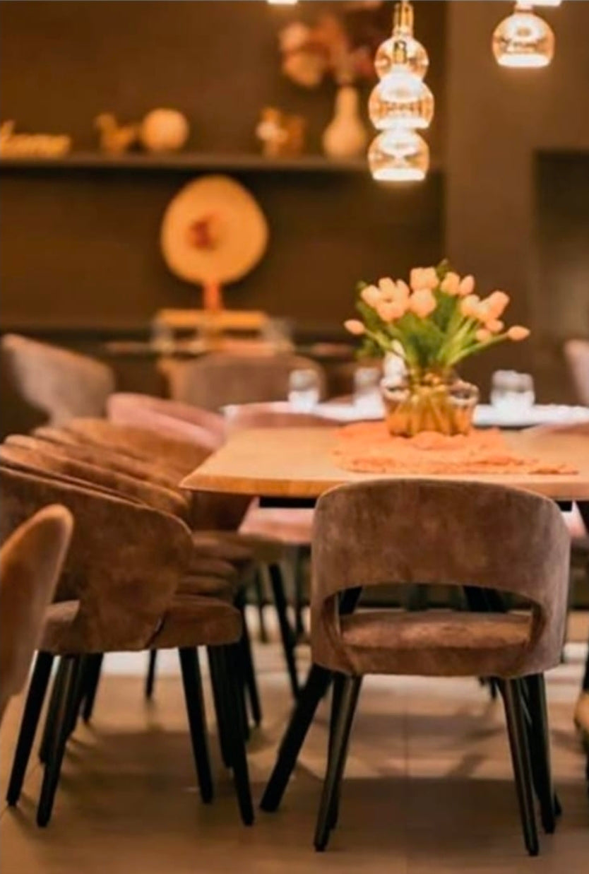 Sedia PER BISTROT - Fusto Faggio Tinto - Gambe Tonde - Sedile e Schienale Imbottito con Foro