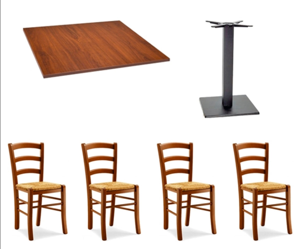 Set completo sedie Venezia e piano  tavolo nobilitato melaminivo 70x70