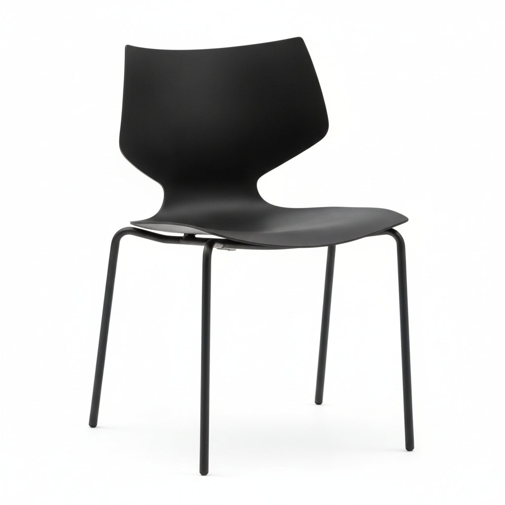 Sedia Polipropilene Nera con Gambe in Metallo