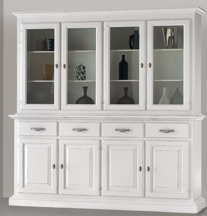 Credenza  con vetrina classica bianca