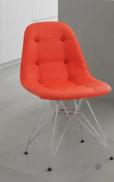 Sedia Ecopelle Rossa con Bottoni