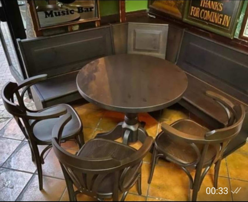 Angolo Panca per pub  in Legno di Pino - Stile Rustico tinta noce