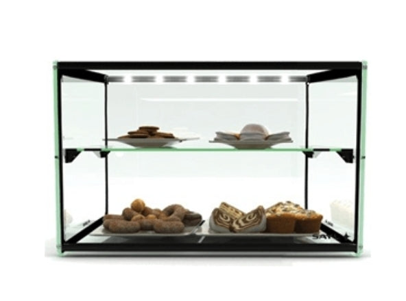 Vetrina da banco neutra con mensola, da banco per cornetti e pizzette