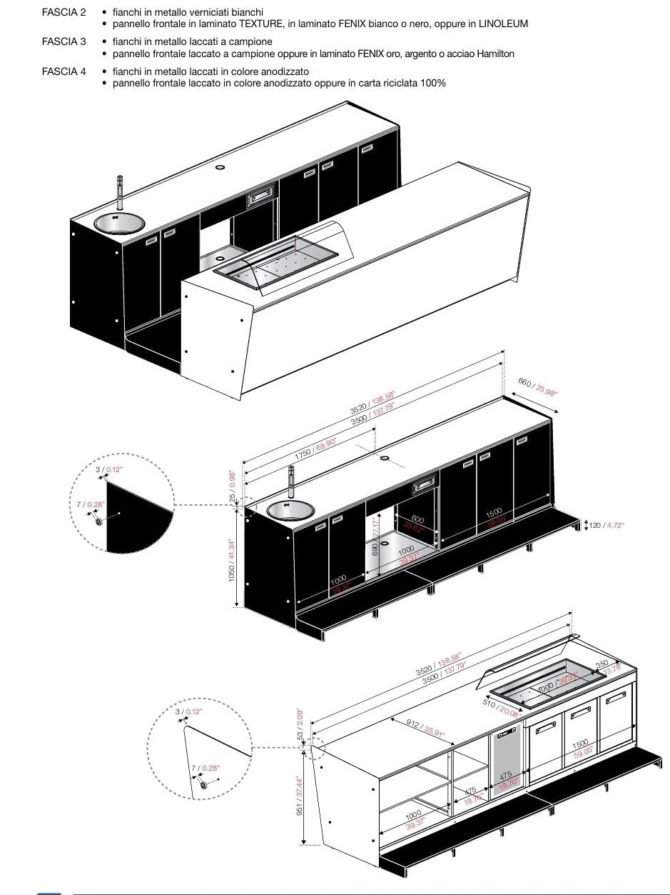 Bancone bar startup da metri 3.50 prima fascia