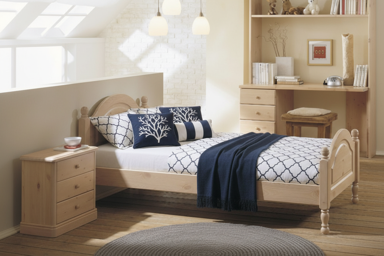 Letto Singolo in Pino Siena - tinta naturale