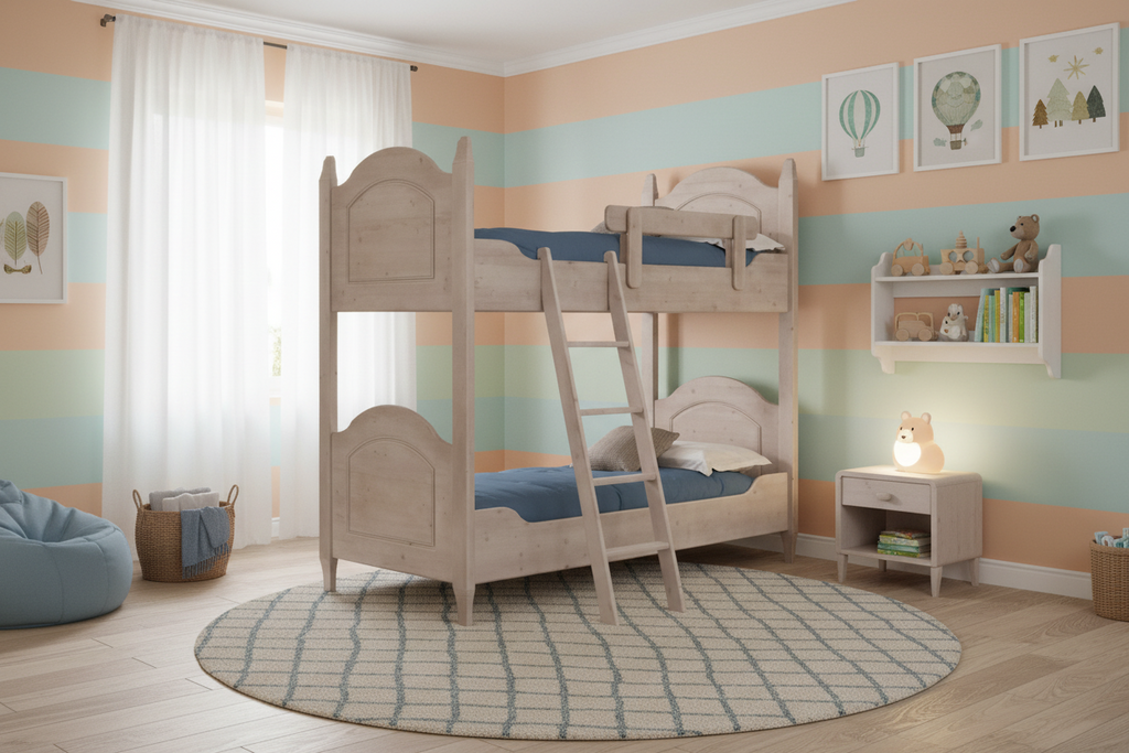 Letto a castello in abete massiccio smontabile